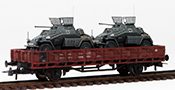 German  Sdkfz 222s in Grey Livery loaded on a heavy 2 axle DRB flat car